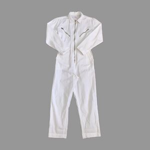 Sunset + Spring White Cotton Long Sleeve Jumpsuit Flight Suit Boilersuit Size XS